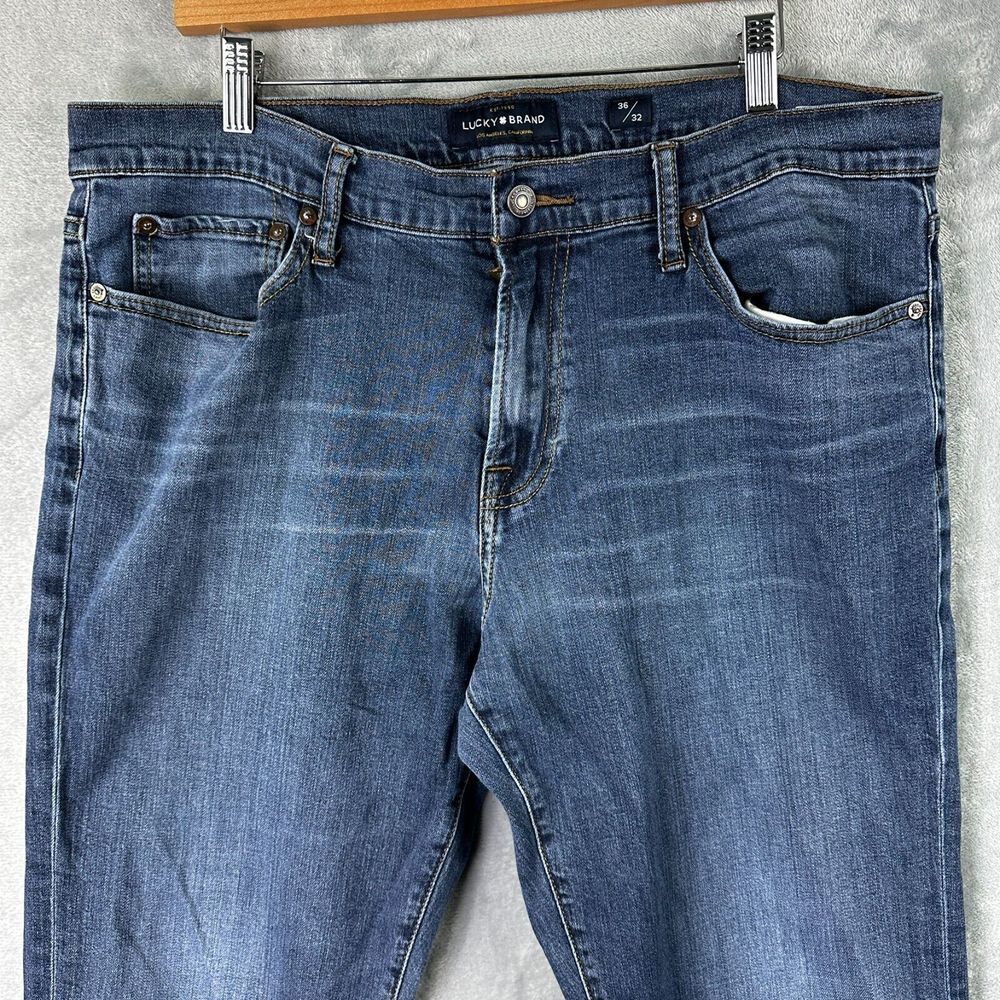 lucky brand 221 straight jeans mens 36x30 (36x31) blue denim* - Picture 2 of 15
